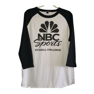 Rare SportTek Black White Colorblock Raglan 3/4 Sleeve Unisex Baseball Tee Sz L